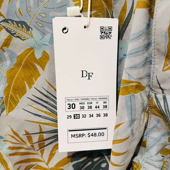 Denim & Flower Ricky Singh Shorts Mens 30 Power Stretch Natural Floral Nature - Picture 9 of 9